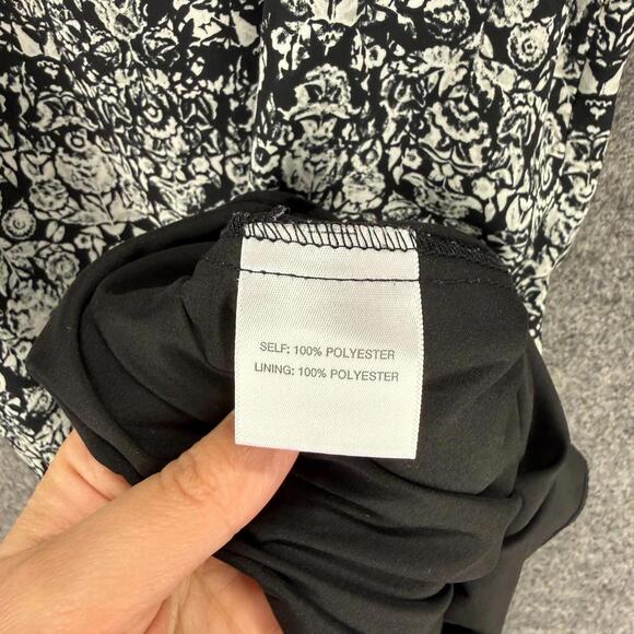 Rose & Olive Dress Women 8 Black Floral Sheath Midi Hook & Eye Sleeveless Lined - Picture 4 of 7